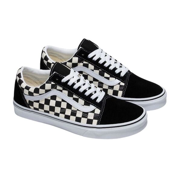 Vans Old Skool Checkerboard Sneakers Black/White Unisex Size 7.5 - Picture 1 of 5